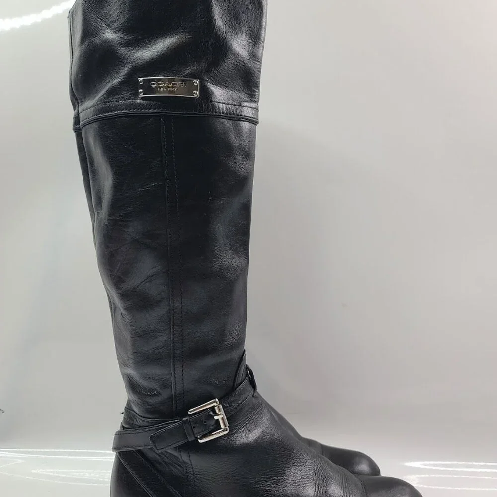Coach‎ Women's Black Micha Leather Knee High Classic Riding Boots Size 6